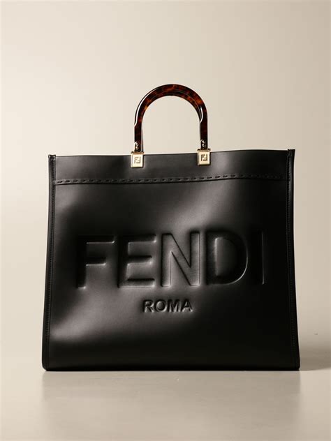 fendi made in italy logo leather shopper tote|fendi roma shopper bag.